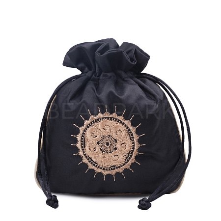 Chinese Style Rectangle Brocade Drawstring Bags PW-WG11350-05-1