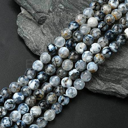 Colored Natural Fire Crackle Agate Beads Strings G-R176-8mm-03-1