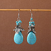 Bohemian tassel turquoise earrings JU8957-11-1