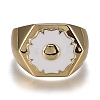 Brass Enamel Cuff Rings RJEW-I074-07G-2