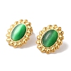 Oval Golden Ion Plating(IP) 304 Stainless Steel Stud Earrings for Women EJEW-L287-052G-01-1