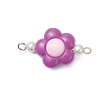 Two Tone Opaque Acrylic & Glass Pearl Flower Connector Charms PALLOY-JF03484-02-3