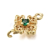 Brass Green Cubic Zirconia Clover Connector Charms LS-KK-Q048-12G-2