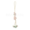 Nuggets Natural Rose Quartz Net Pouch Pendant Decorations HJEW-JM04260-01-2
