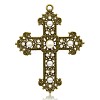 Antique Bronze Plated Cross Alloy Acrylic Pearl Big Pendants PALLOY-J526-01AB-NF-1