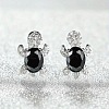 Tortoise Zinc Alloy Cubic Zirconia Stud Earrings WG8EE25-06-1