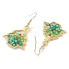 Christmas Tree Alloy & Glass Dangle Earring EJEW-TA00448-4