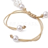 Adjustable Natural Cowrie Shell & ABS Plastic Imtation Pearl Beaded Braided Bead Bracelets for Women BJEW-JB11870-4