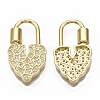 Brass Micro Pave Clear Cubic Zirconia Screw Carabiner Lock Charm ZIRC-T014-009-NF-2