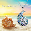 Ocean 304 Stainless Steel & Natural Paua Shell Conch Shell Shaped Pendant Necklaces for Women WGFD092-01-3