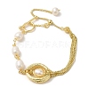 Natural Oval Pearl Link Bracelets BJEW-C051-56G-1