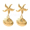 304 Stainless Steel Shell Shape with Starfish Shape Dangle Stud Earrings EJEW-Z135-02G-01-4