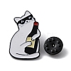 Drunk Cat Shape Alloy Enamel Brooch Pins JEWB-R021-08D-2