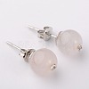 Gemstone Round Bead Ball Stud Earrings EJEW-JE01165-04-1