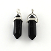 Black Stone Pendants with Alloy Findings X-G-R278-27P-1