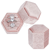 3-Slot Hexagonal Velvet Ring Boxes AJEW-WH0471-26B-1