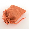 Polyester Imitation Burlap Packing Pouches Drawstring Bags ABAG-R004-14x10cm-02-2