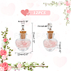 Unicraftale 12Pcs Heart Glass Bottle with Rose Quartz inside Pendants FIND-UN0001-92-3