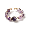 Adjustable Natural Amethyst with Brass Rings G-B075-01G-04-2