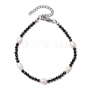 Natural Black Spinel &  Cultured Freshwater Pearl  Beads Beaded Bracelets for Woman BJEW-JB11268-2