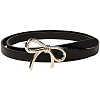 Alloy Bowknot PU Leather Chain Belts for Women AJEW-WH20019-67G-01-1
