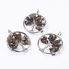 Natural Tiger Eye Pendants G-E419-07P-2