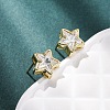 Brass Micro Pave Clear Cubic Zirconia Stud Earrings EJEW-C174-02C-G-2