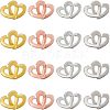 16 Sets 4 Colors Brass Two Loops Heart Interlocking Clasps for DIY Jewelry KK-FH0004-13-1