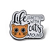 Word & Cat Alloy Enamel Pin Brooch JEWB-E035-03EB-01-1