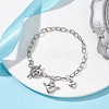 Brass Love Heart Charm Bracelet with Iron Oval Link Chains BJEW-JB10172-2