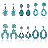 ANATTASOUL 6 Pairs 6 Style Synthetic Turquoise Teardrop & Arch Flower Dangle Stud Earrings EJEW-AN0001-10-1