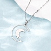 304 Stainless Steel Double Hollow Moon Pendant Cable Chain Necklaces for Men Women NJEW-K308-01E-P-3