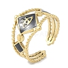 Ion Plating(IP) 304 Stainless Steel Enamel Rhombus with Eey Cuff Rings RJEW-L107-056G-02-1