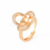 Brass Micro Pave Clear Cubic Zirconia Peg Bails Cuff Finger Ring Settings KK-T062-112G-NF-1
