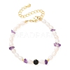 Natural Amethyst Chip and Rice Natural Pearl Beaded Bracelets GG-CBA3297-13G-F-4