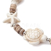 Ocean Theme Starfish Turtle Synthetic Turquoise & Coconut Braided Bead Bracelet Sets BJEW-JB11460-02-3