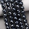 Electroplated Natural Agate Beads Strands G-B191-A07-10mm-18-1