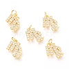 Brass Micro Pave Clear Cubic Zirconia Charms ZIRC-O036-30G-G-1
