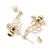 Brass and Alloy Bees & Honeycomb Stud Earrings EJEW-TA00489-4