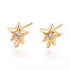 Brass Micro Pave Clear Cubic Zirconia Stud Earring Findings MAK-T011-11G-03-1