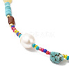 Natural Turquoise & & Pearl & Glass Seed Beaded Necklace for Women NJEW-G099-05G-2
