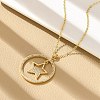 Brass Micro Pave Clear Cubic Zirconia Ring Pendant Necklaces NJEW-P322-A01-G-2