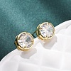 Brass Micro Pave Clear Cubic Zirconia Stud Earrings EJEW-C174-02H-G-2