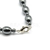 Non-magnetic Synthetic Hematite Oval and Round Beaded Necklaces X-NJEW-F051-03-3