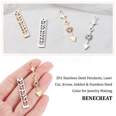 4Pcs 2 Style 201 Stainless Steel Pendants STAS-BC0003-21-1