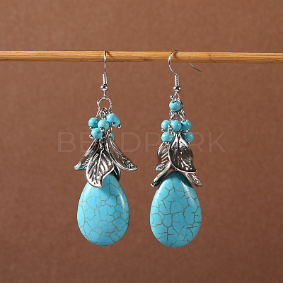 Bohemian tassel turquoise earrings JU8957-11-1