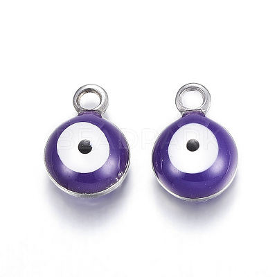 304 Stainless Steel Enamel Charms STAS-G122-24B-1