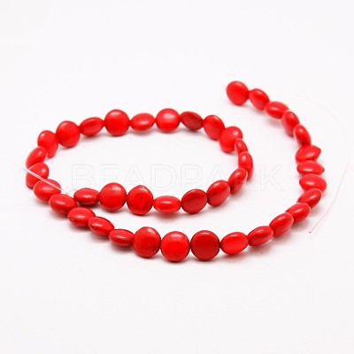 Flat Round Synthetic Turquoise Beads Strands TURQ-I022-10x5mm-01-1