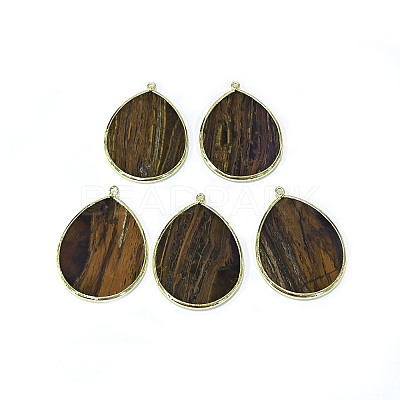 Natural Tiger Eye Pendants G-E526-01H-1