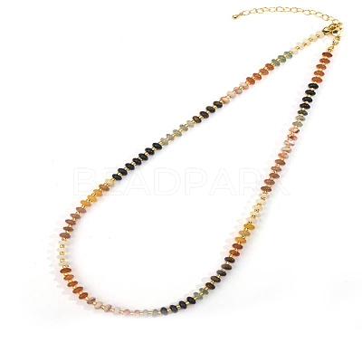 Colorful Natural Red Aventurine & Strawberry Quartz & Green Aventurine Rondelle Beaded Necklaces for Summer Beach Style CL7611-3-1